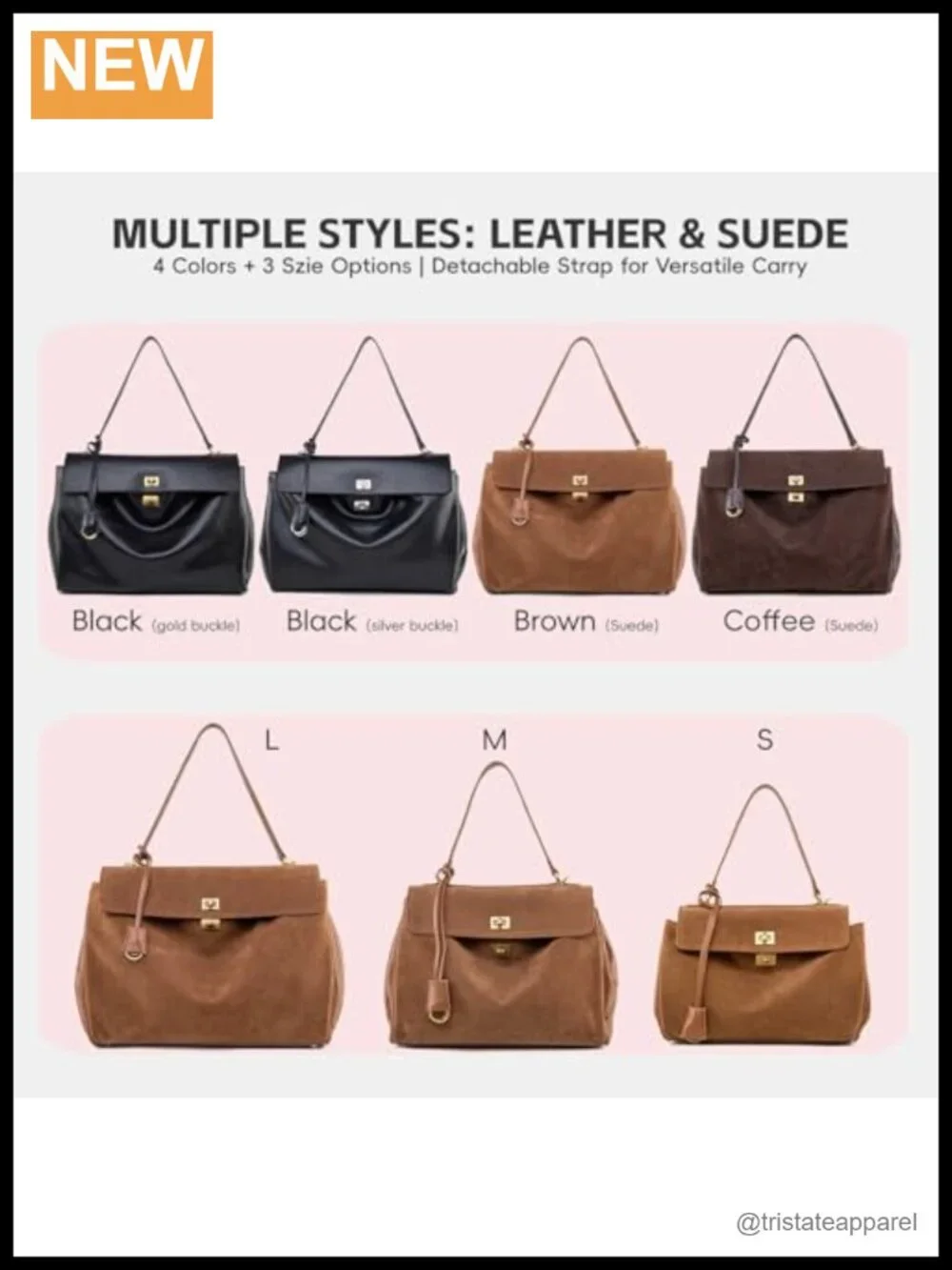 Suede & Leather Tote Bag - Large Satchel for Travel Work